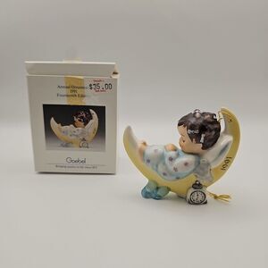 Goebel Charlot BYJ 272 Angel on Moon 1991 Annual Ornament TMK6 2 3/4" Tall BOXED